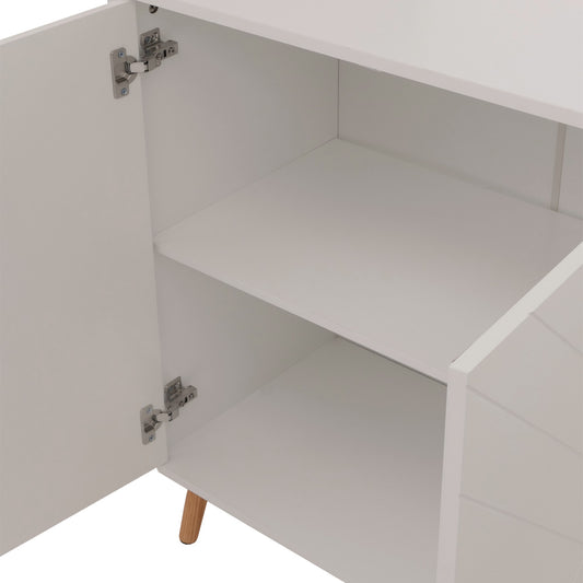 Cosmo Casa - Dressoir - Ladekast - Kast - Highboard Dressoir - Visgraatpatroon - Melamine Hout - Wit - 88x150x40cm