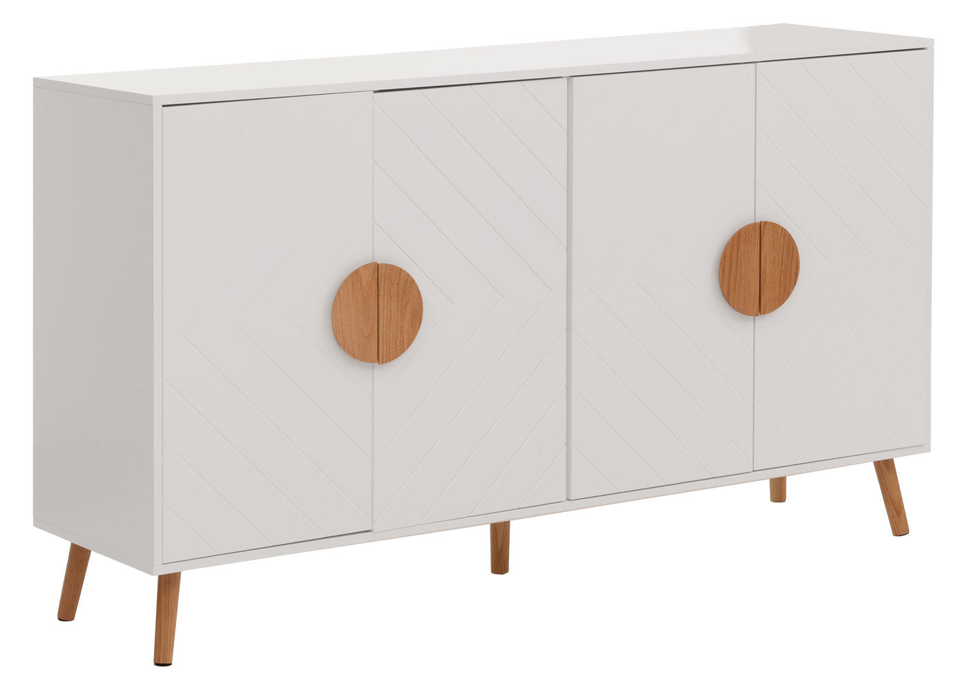 Cosmo Casa - Dressoir - Ladekast - Kast - Highboard Dressoir - Visgraatpatroon - Melamine Hout - Wit - 88x150x40cm