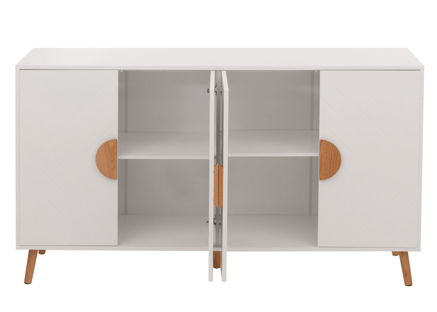 Cosmo Casa - Dressoir - Ladekast - Kast - Highboard Dressoir - Visgraatpatroon - Melamine Hout - Wit - 88x150x40cm