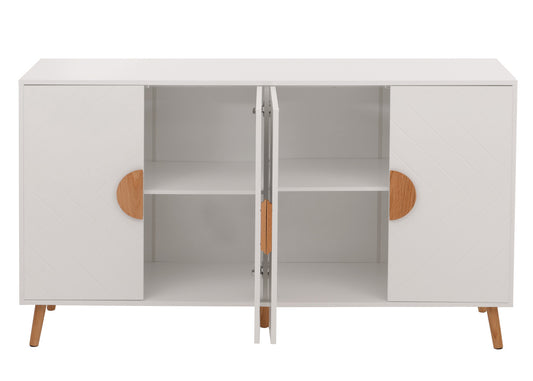Cosmo Casa - Dressoir - Ladekast - Kast - Highboard Dressoir - Visgraatpatroon - Melamine Hout - Wit - 88x150x40cm