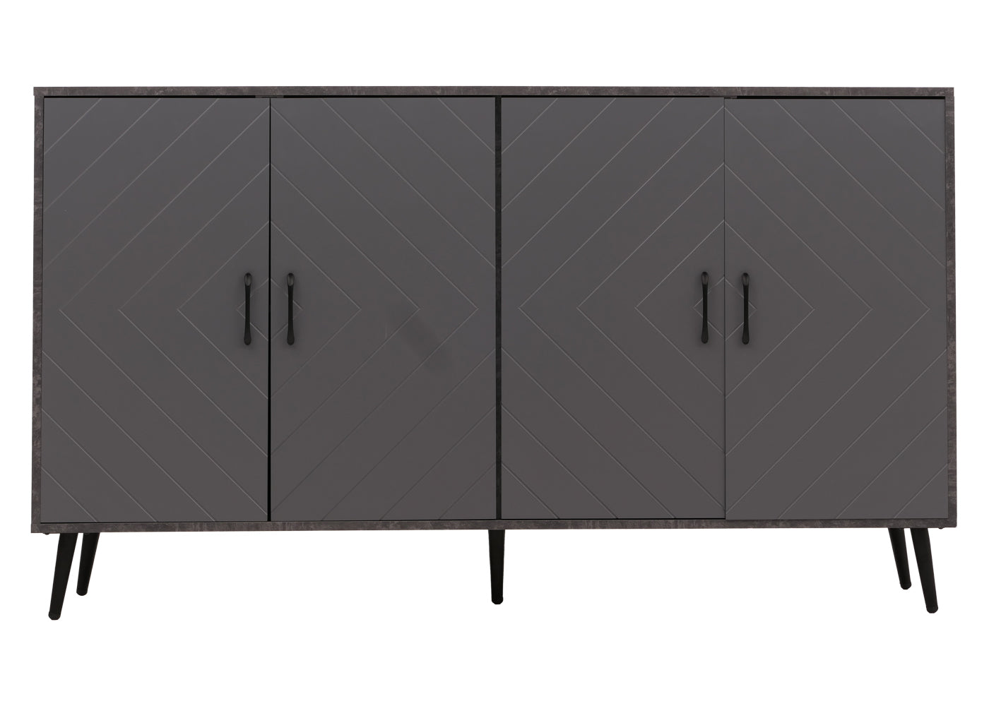 Cosmo Casa - Dressoir - Ladekast - Kast - Highboard Dressoir - Visgraatpatroon - Melamine Hout - Marmerlook - Grijs - 88x150x40cm