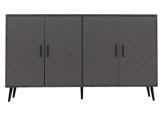 Cosmo Casa - Dressoir - Ladekast - Kast - Highboard Dressoir - Visgraatpatroon - Melamine Hout - Marmerlook - Grijs - 88x150x40cm