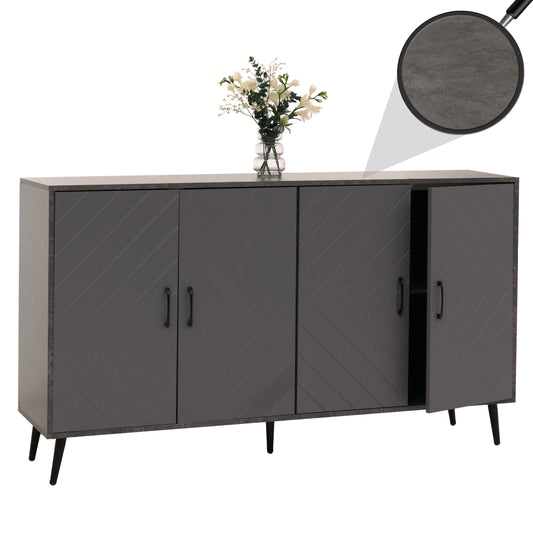 Cosmo Casa - Dressoir - Ladekast - Kast - Highboard Dressoir - Visgraatpatroon - Melamine Hout - Marmerlook - Grijs - 88x150x40cm