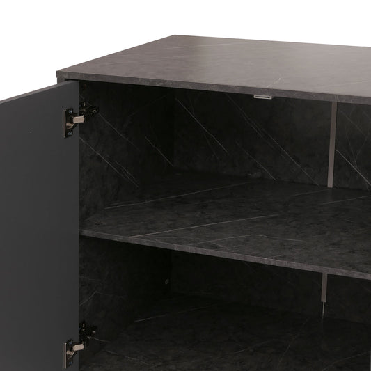 Cosmo Casa - Dressoir - Ladekast - Kast - Highboard Dressoir - Visgraatpatroon - Melamine Hout - Marmerlook - Grijs - 88x150x40cm