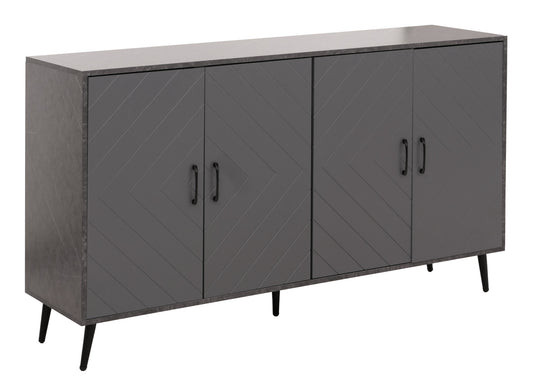 Cosmo Casa - Dressoir - Ladekast - Kast - Highboard Dressoir - Visgraatpatroon - Melamine Hout - Marmerlook - Grijs - 88x150x40cm