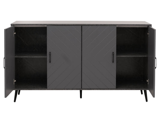 Cosmo Casa - Dressoir - Ladekast - Kast - Highboard Dressoir - Visgraatpatroon - Melamine Hout - Marmerlook - Grijs - 88x150x40cm