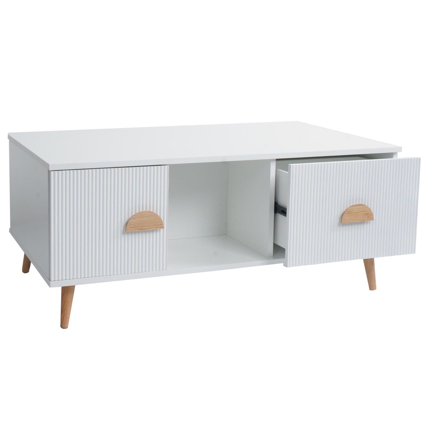 Cosmo Casa - Salontafel - Met Lades en Vakken - 3D Design - Melaminehout - Wit