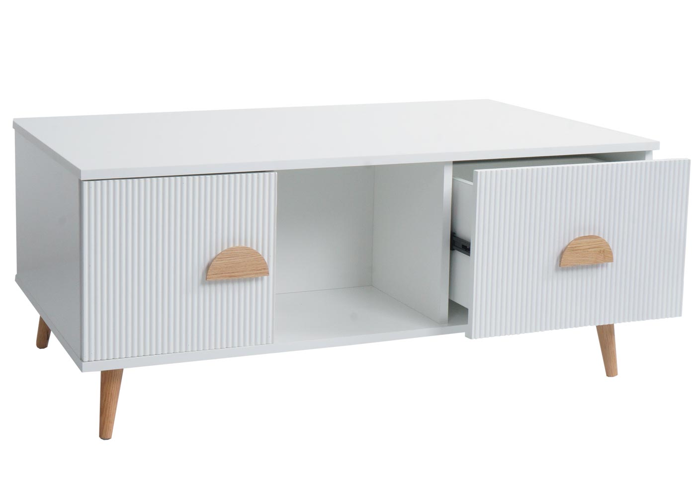 Cosmo Casa - Salontafel - Met Lades en Vakken - 3D Design - Melaminehout - Wit