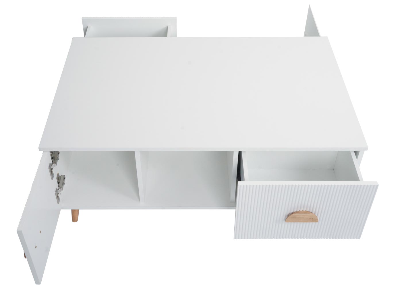 Cosmo Casa - Salontafel - Met Lades en Vakken - 3D Design - Melaminehout - Wit