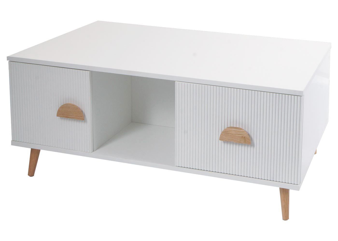 Cosmo Casa - Salontafel - Met Lades en Vakken - 3D Design - Melaminehout - Wit
