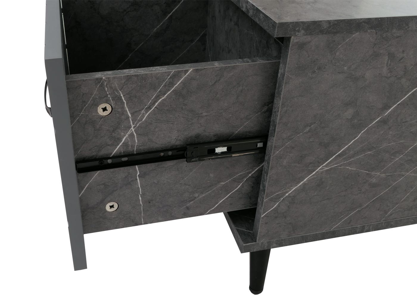 Cosmo Casa - Salontafel - Met Lades en Vakken - Melaminehout - Marmerlook - Grijs