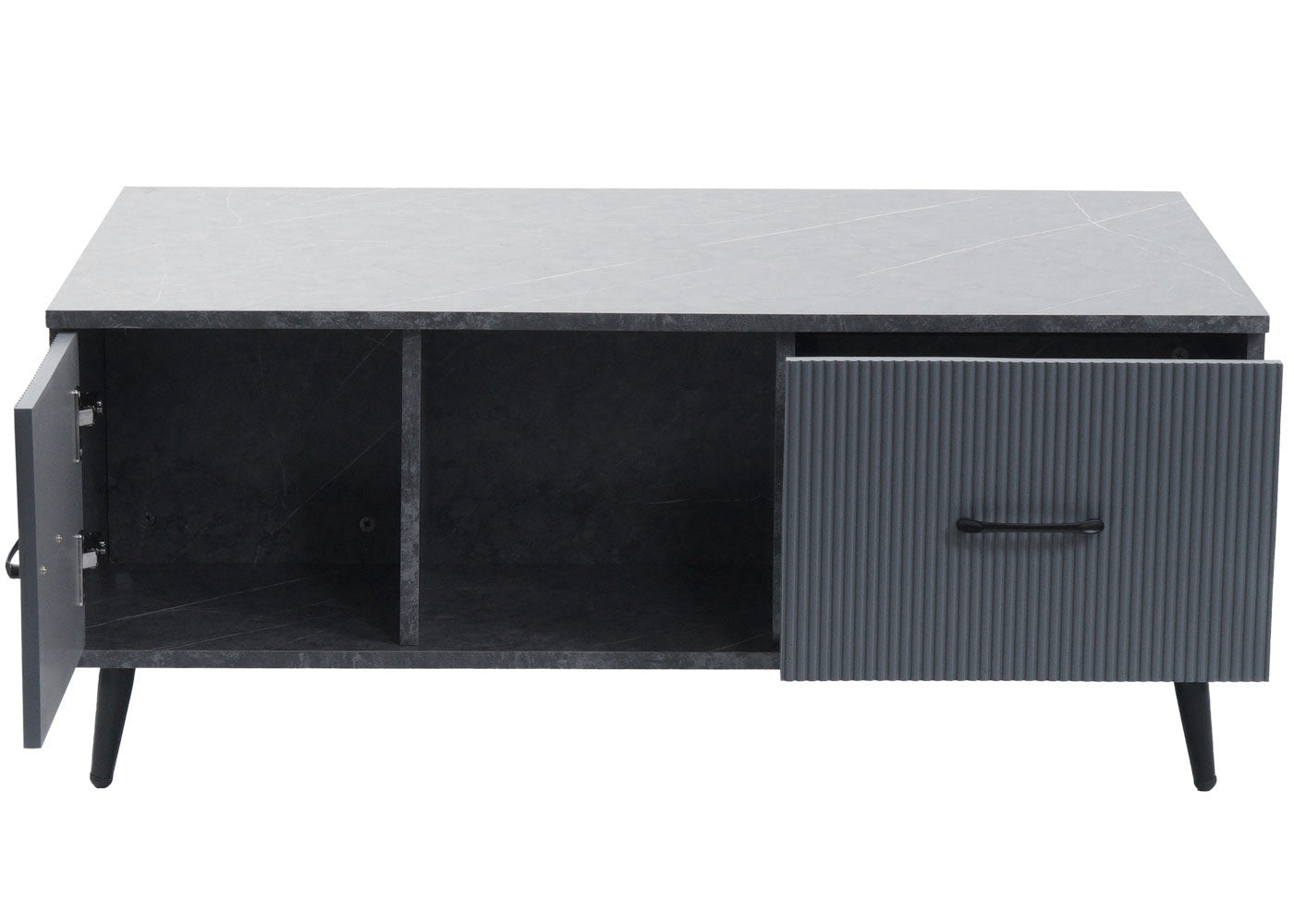 Cosmo Casa - Salontafel - Met Lades en Vakken - Melaminehout - Marmerlook - Grijs