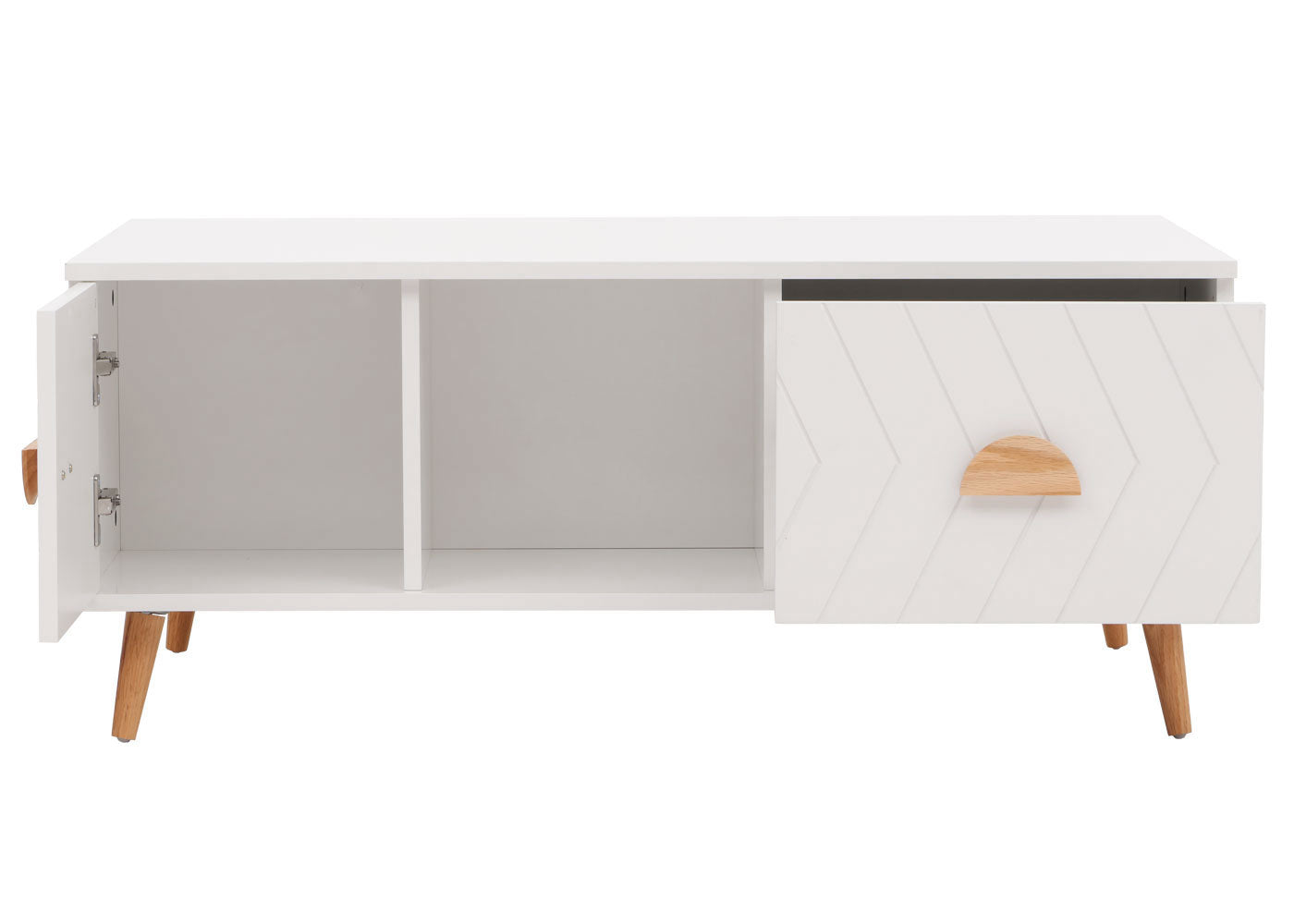 Cosmo Casa - Salontafel - Bijzettafel - Salontafel - Laden - Deuren - Vakken - Visgraatpatroon - Melamine Hout - Wit - 42x103x60cm