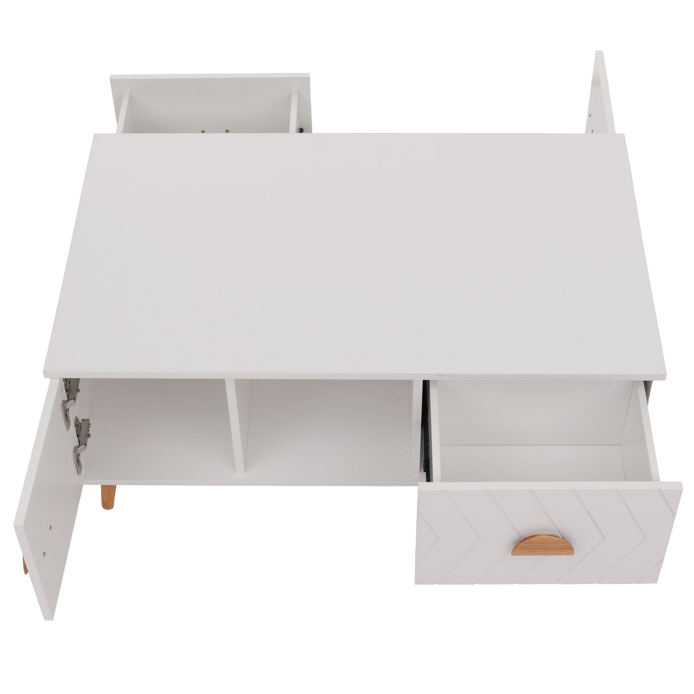 Cosmo Casa - Salontafel - Bijzettafel - Salontafel - Laden - Deuren - Vakken - Visgraatpatroon - Melamine Hout - Wit - 42x103x60cm