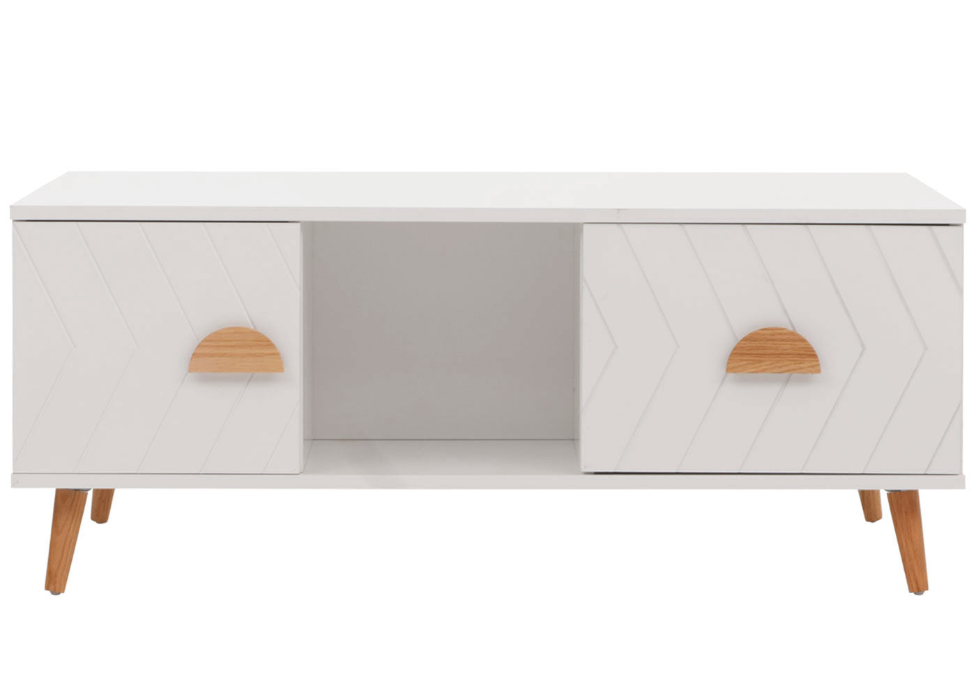 Cosmo Casa - Salontafel - Bijzettafel - Salontafel - Laden - Deuren - Vakken - Visgraatpatroon - Melamine Hout - Wit - 42x103x60cm