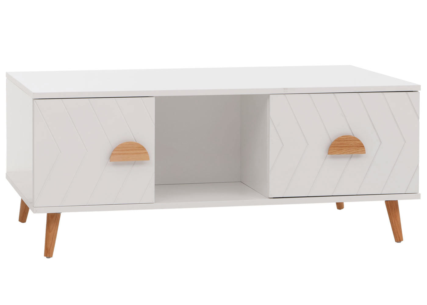 Cosmo Casa - Salontafel - Bijzettafel - Salontafel - Laden - Deuren - Vakken - Visgraatpatroon - Melamine Hout - Wit - 42x103x60cm