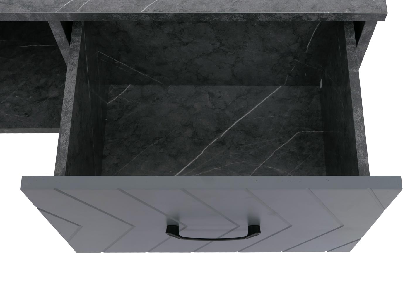 Cosmo Casa - Salontafel - Salontafel - Laden - Deuren - Vakken - Visgraatpatroon - Melamine Hout - Marmerlook - Grijs - 42x103x60cm