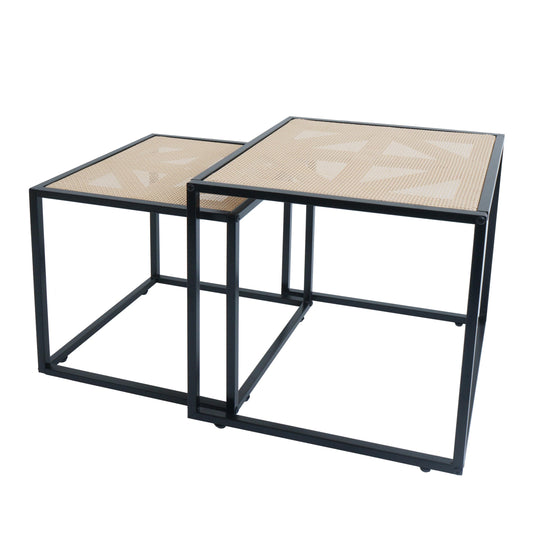 Cosmo Casa - Set van 2 Bijzettafels - Woonkamer Loungetafel - Rotan Look