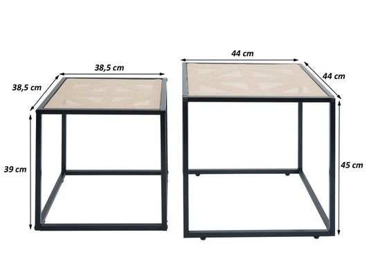 Cosmo Casa - Set van 2 Bijzettafels - Woonkamer Loungetafel - Rotan Look