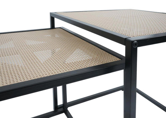 Cosmo Casa - Set van 2 Bijzettafels - Woonkamer Loungetafel - Rotan Look