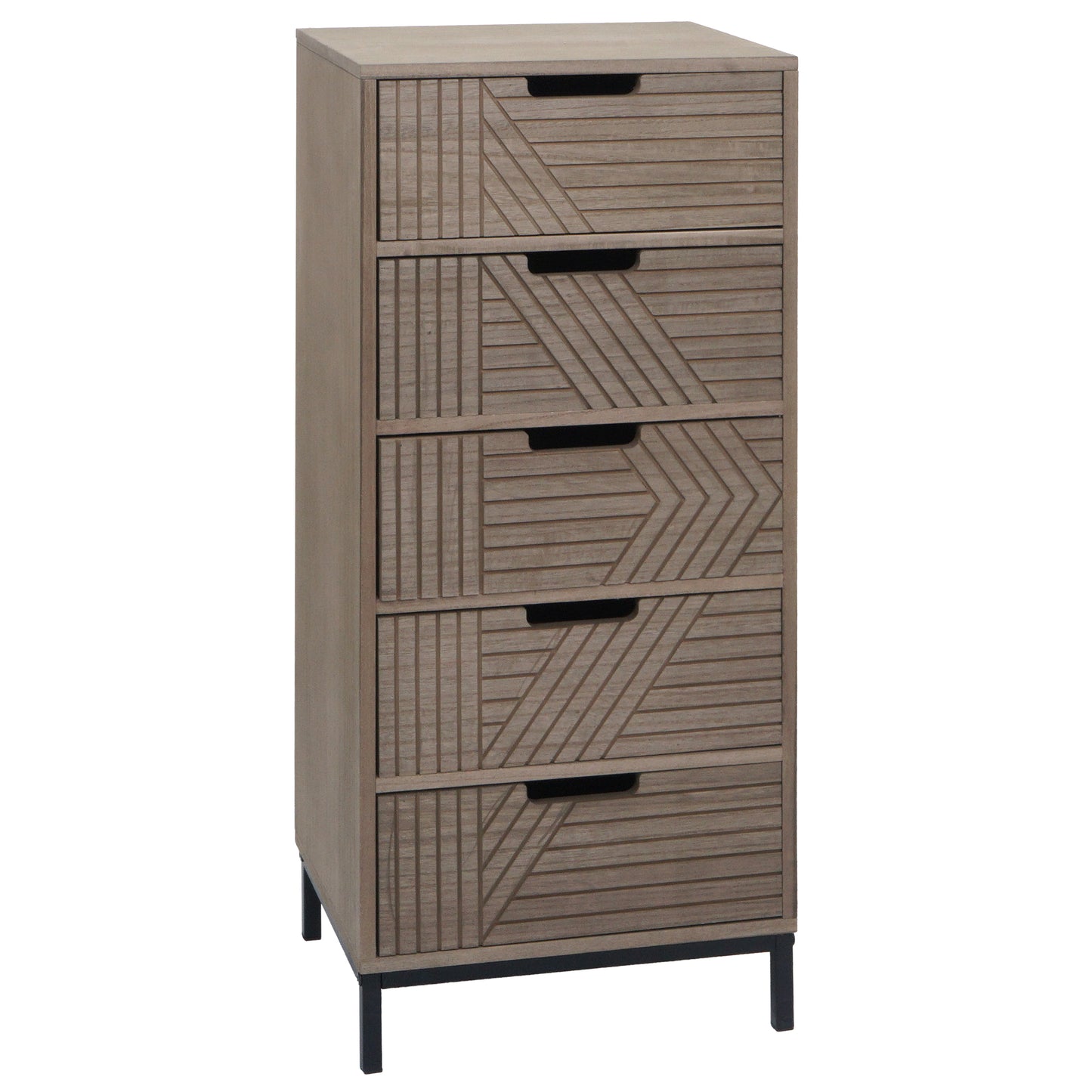 Cosmo Casa - Ladenkast - 3D-Design - 5 Laden - Hout en Metaal - 84x35x29cm - Grijsbruin