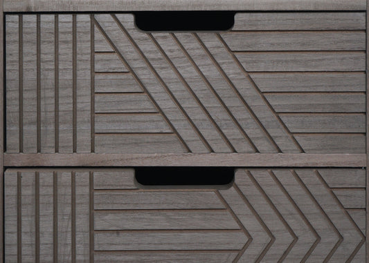 Cosmo Casa - Ladenkast - 3D-Design - 5 Laden - Hout en Metaal - 84x35x29cm - Grijsbruin