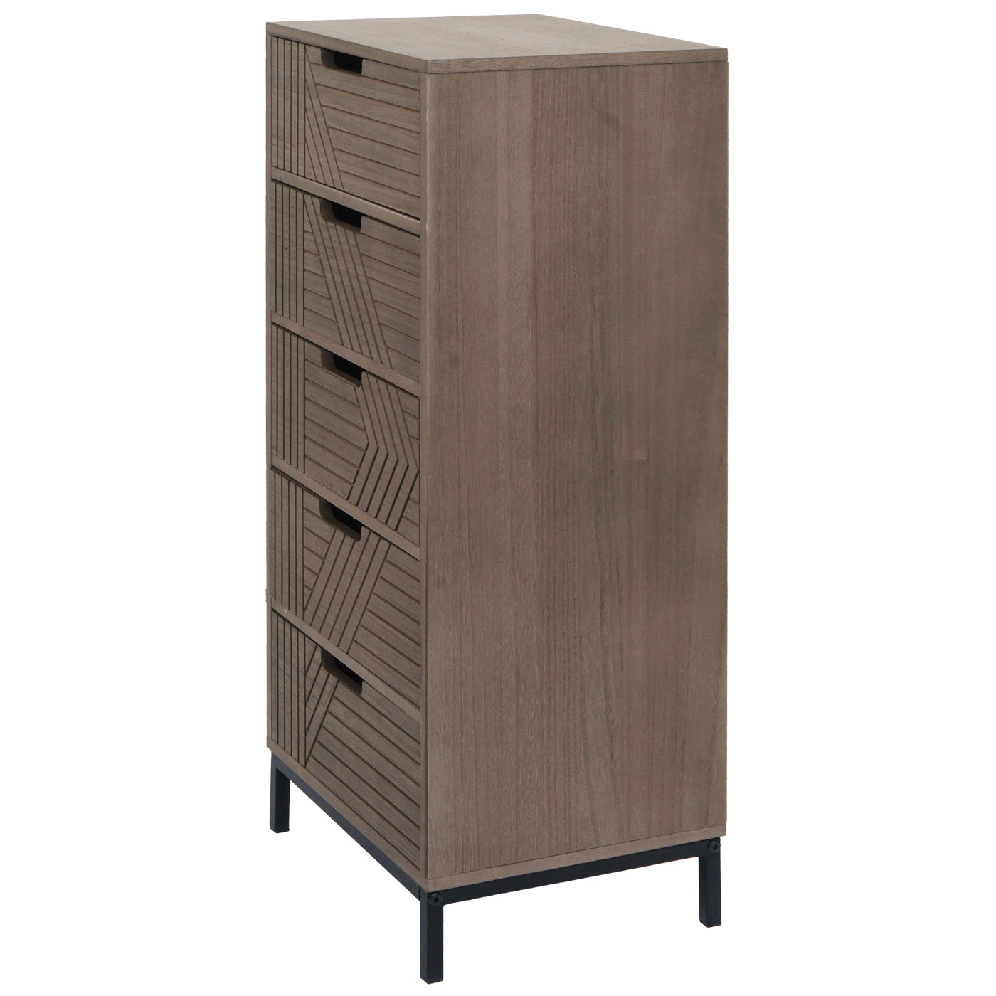 Cosmo Casa - Ladenkast - 3D-Design - 5 Laden - Hout en Metaal - 84x35x29cm - Grijsbruin