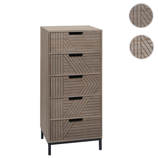 Cosmo Casa - Ladenkast - 3D-Design - 5 Laden - Hout en Metaal - 84x35x29cm - Grijsbruin