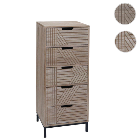 Cosmo Casa - Ladenkast - 3D-Design - 5 Laden - Hout en Metaal - 84x35x29cm - Naturel