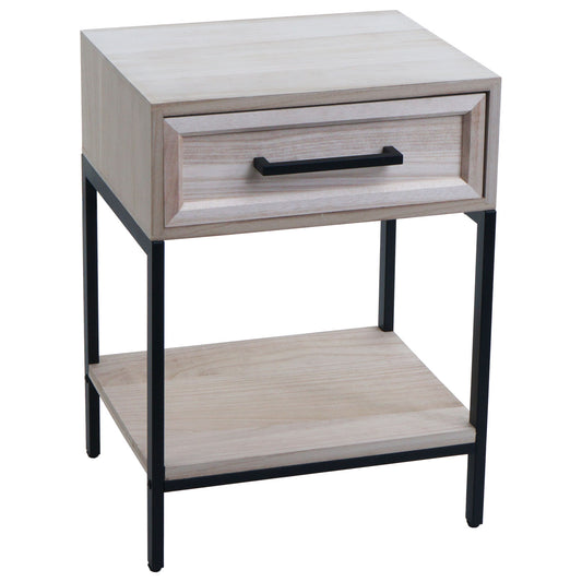 Cosmo Casa - Nachtkastje - Shabby Look - Paulowniahout - Lade - 59x43x36cm - Naturel