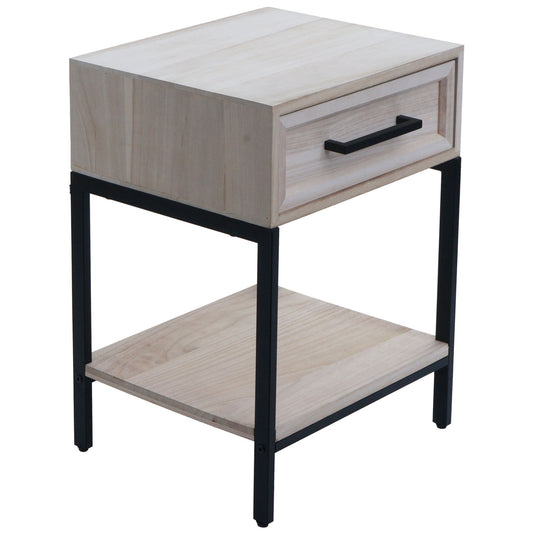 Cosmo Casa - Nachtkastje - Shabby Look - Paulowniahout - Lade - 59x43x36cm - Naturel