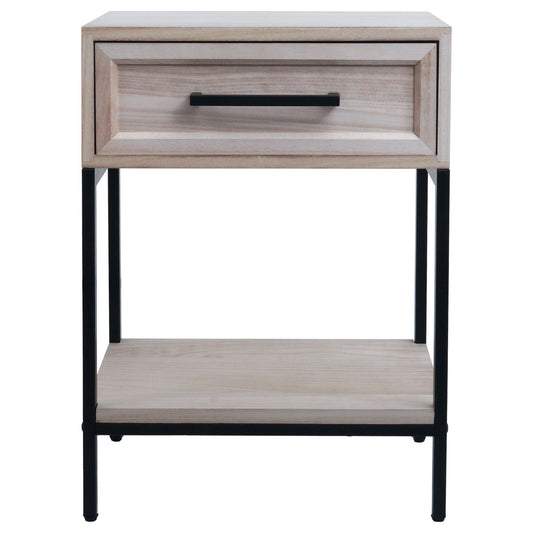 Cosmo Casa - Nachtkastje - Shabby Look - Paulowniahout - Lade - 59x43x36cm - Naturel