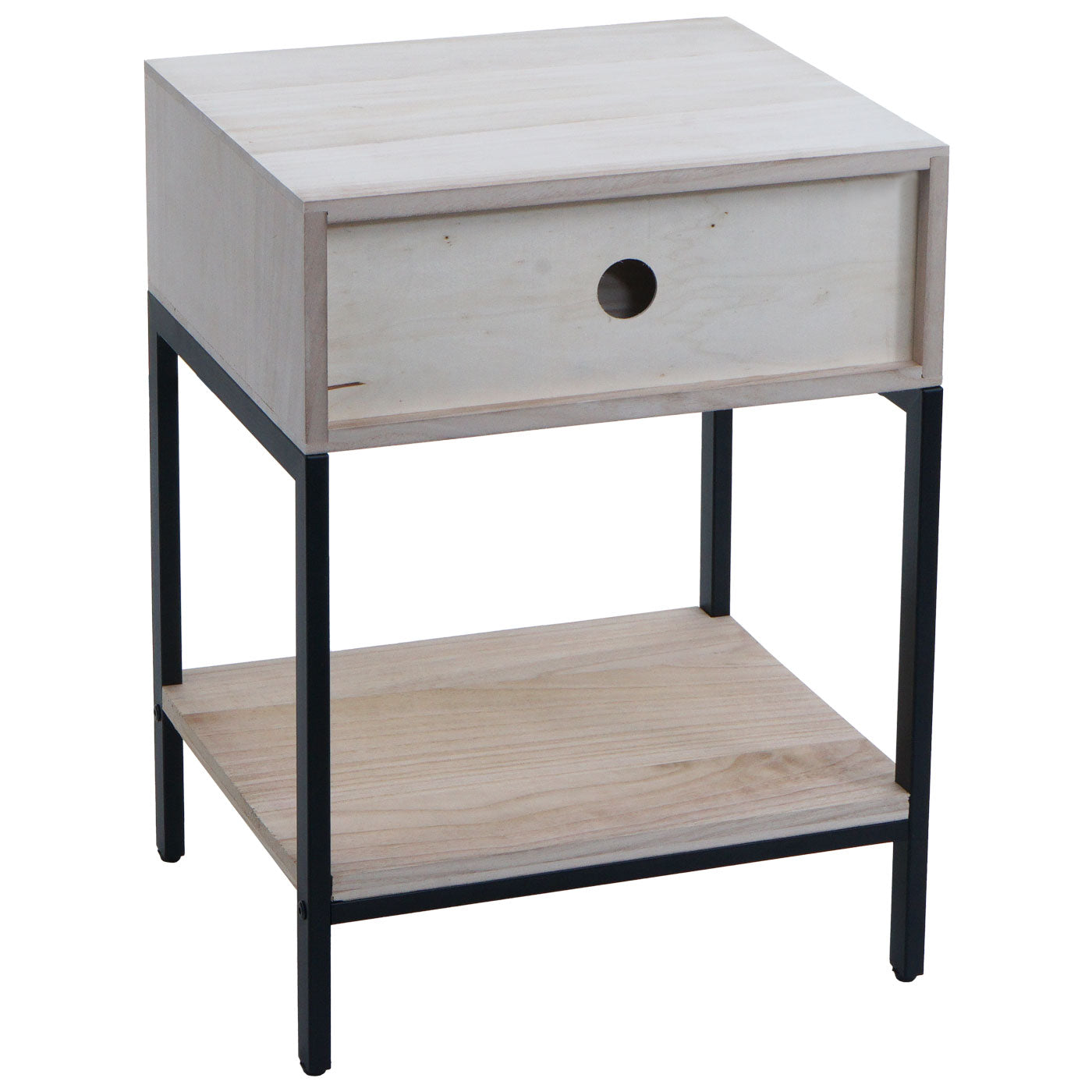 Cosmo Casa - Nachtkastje - Shabby Look - Paulowniahout - Lade - 59x43x36cm - Naturel