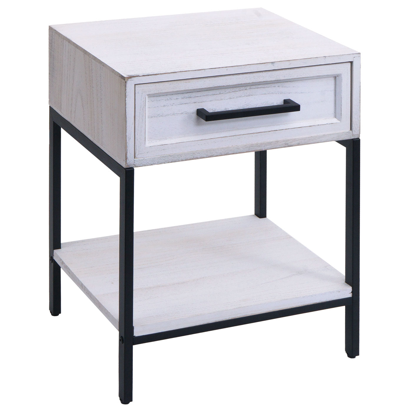 Cosmo Casa - Nachtkastje - Shabby Look - Paulowniahout - Lade - 59x43x36cm - Wit