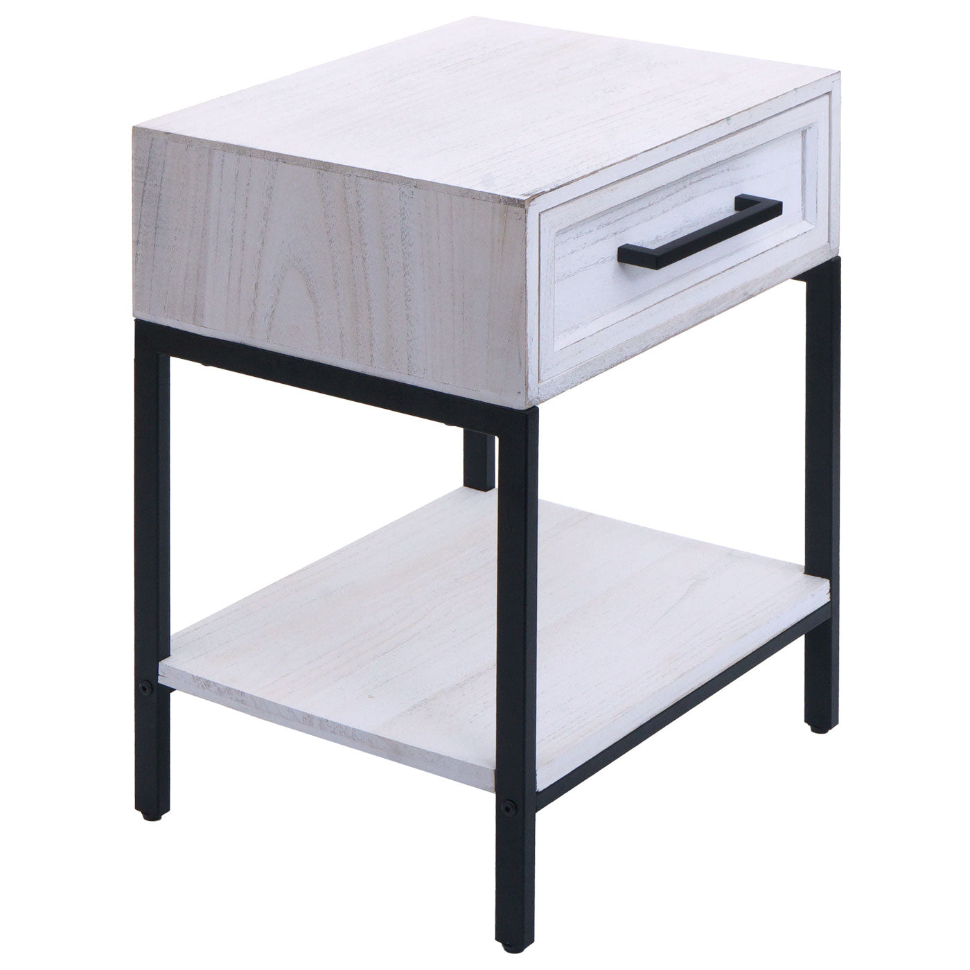 Cosmo Casa - Nachtkastje - Shabby Look - Paulowniahout - Lade - 59x43x36cm - Wit