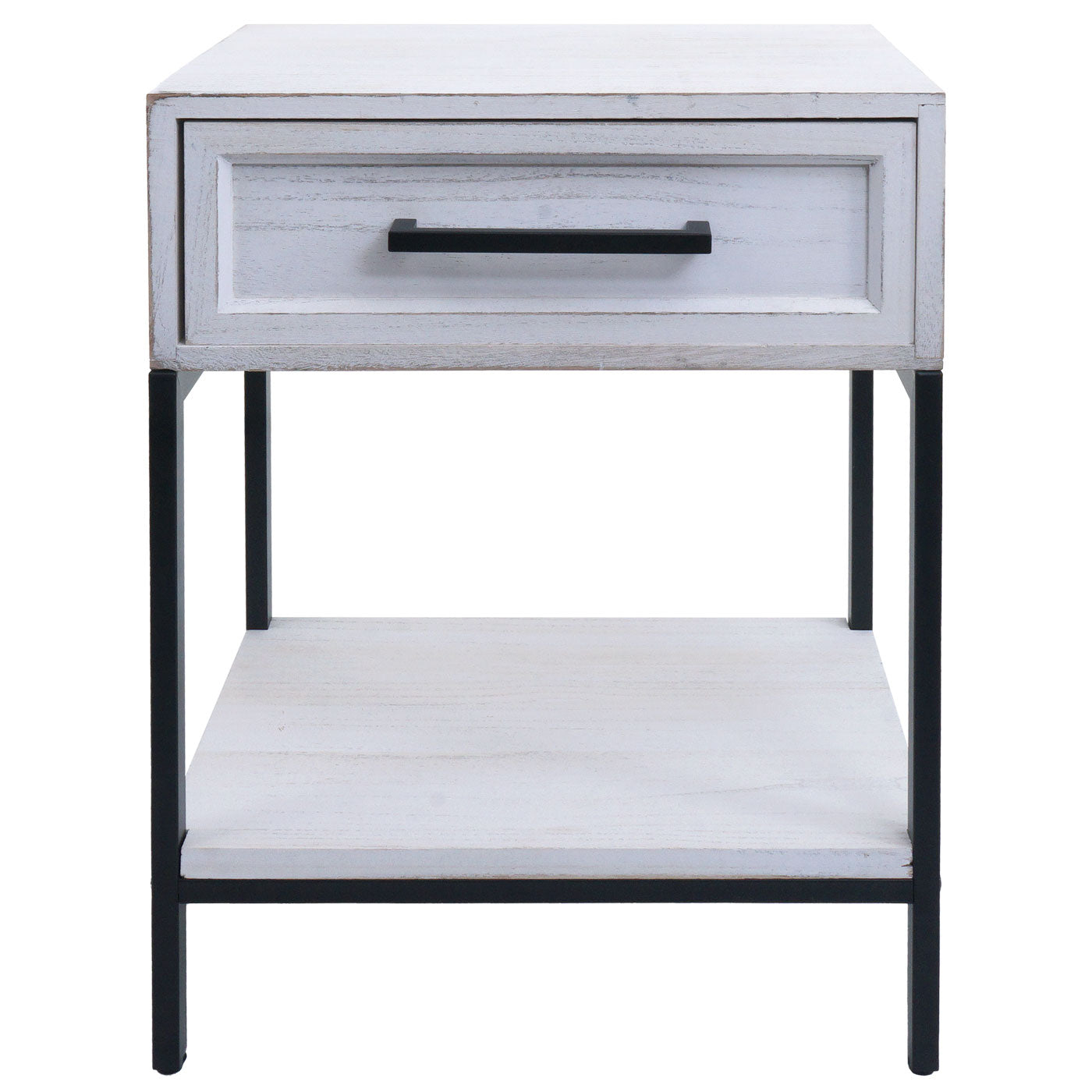 Cosmo Casa - Nachtkastje - Shabby Look - Paulowniahout - Lade - 59x43x36cm - Wit