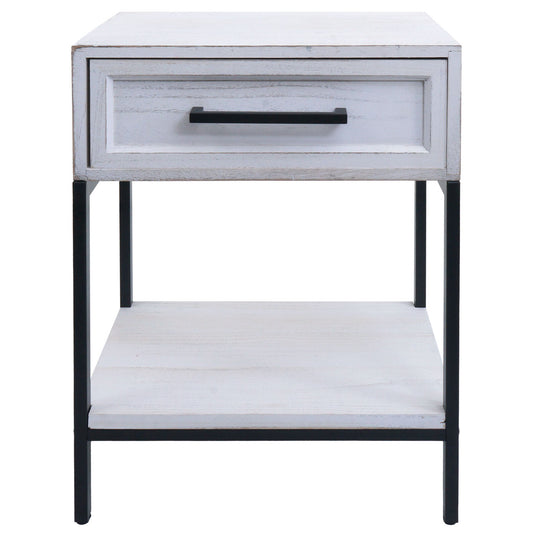 Cosmo Casa - Nachtkastje - Shabby Look - Paulowniahout - Lade - 59x43x36cm - Wit