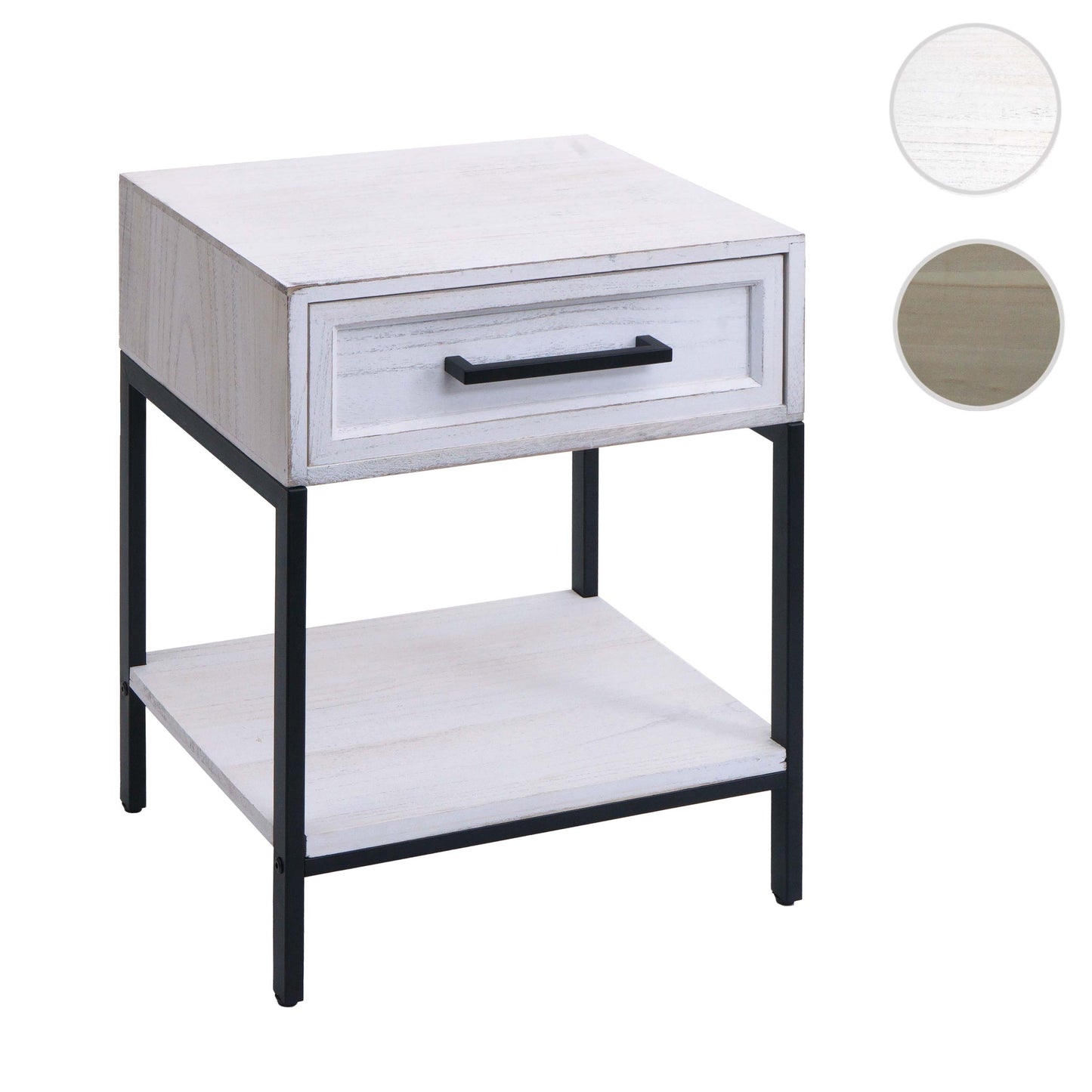 Cosmo Casa - Nachtkastje - Shabby Look - Paulowniahout - Lade - 59x43x36cm - Wit