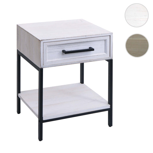 Cosmo Casa - Nachtkastje - Shabby Look - Paulowniahout - Lade - 59x43x36cm - Wit