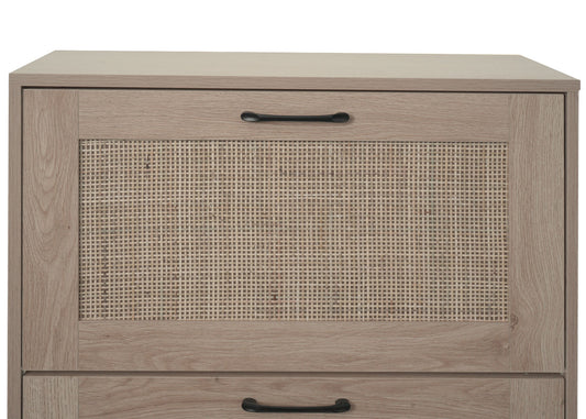 Cosmo Casa - Schoenenkast - 3 Vakken - Rotan Front - Melamine - 126x63x24cm - Eikenlook