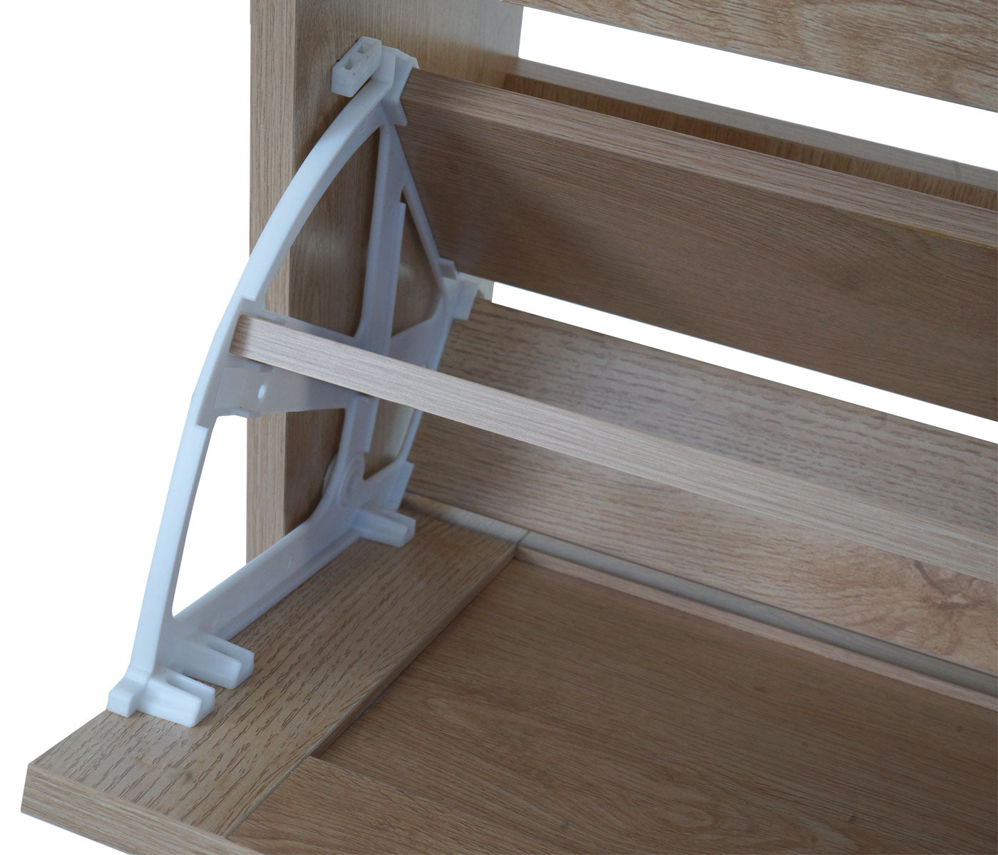 Cosmo Casa - Schoenenkast - 3 Vakken - Rotan Front - Melamine - 126x63x24cm - Eikenlook