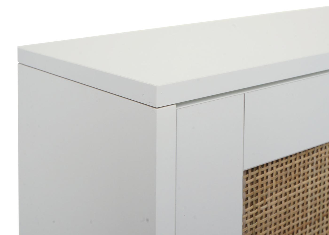 Cosmo Casa - Schoenenkast - 3 Vakken - Rotan Front - Melamine - 126x63x24cm - Wit