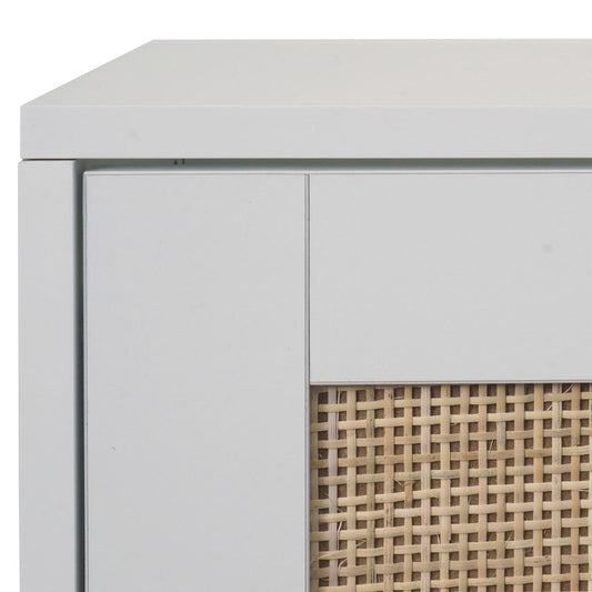 Cosmo Casa - Schoenenkast - 3 Vakken - Rotan Front - Melamine - 126x63x24cm - Wit