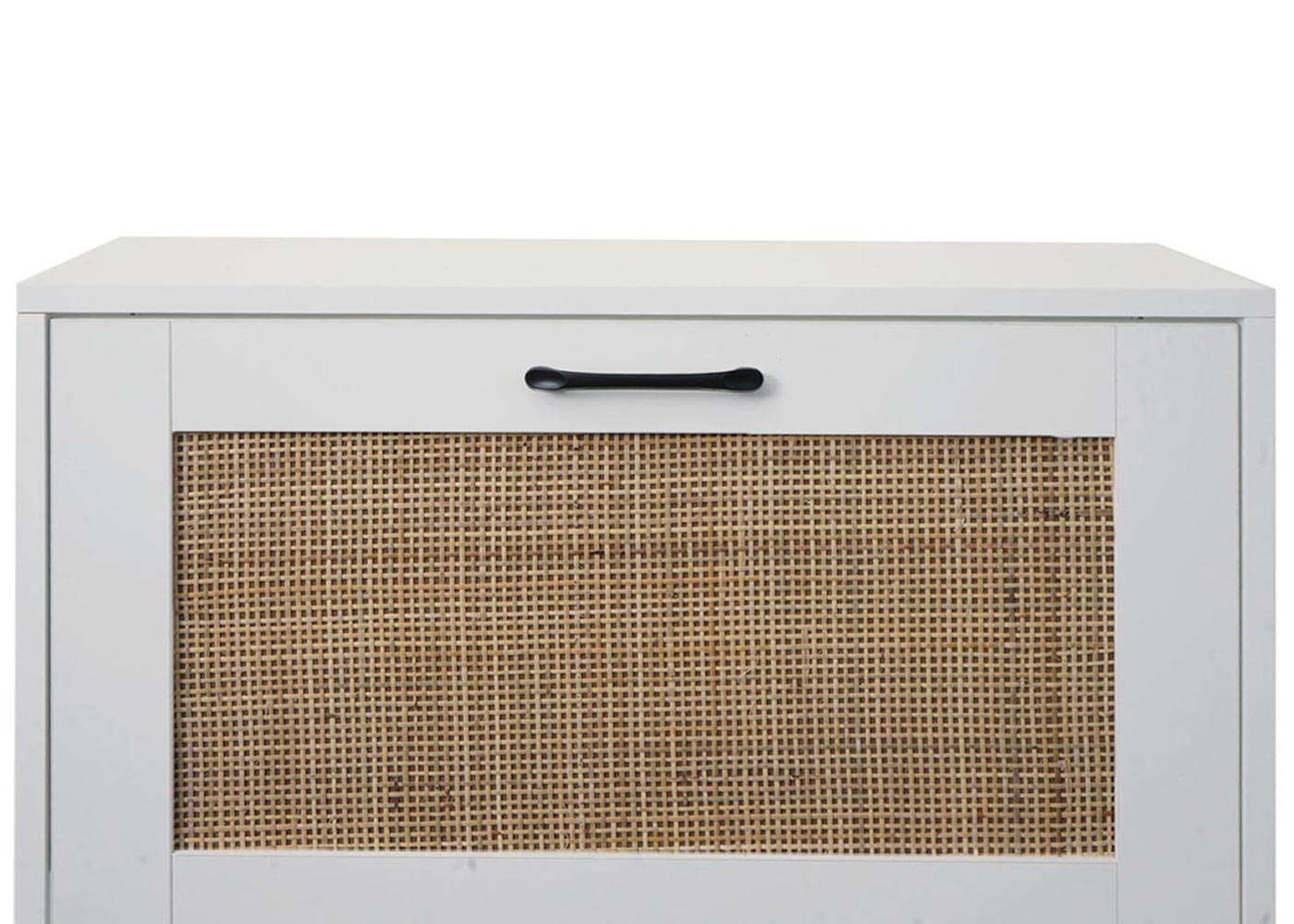 Cosmo Casa - Schoenenkast - 3 Vakken - Rotan Front - Melamine - 126x63x24cm - Wit