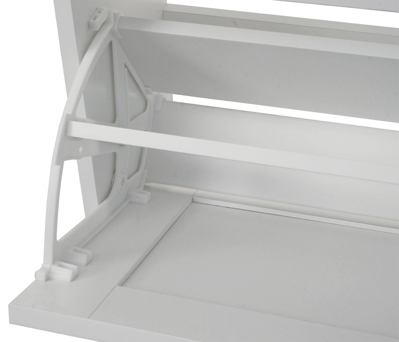 Cosmo Casa - Schoenenkast - 3 Vakken - Rotan Front - Melamine - 126x63x24cm - Wit