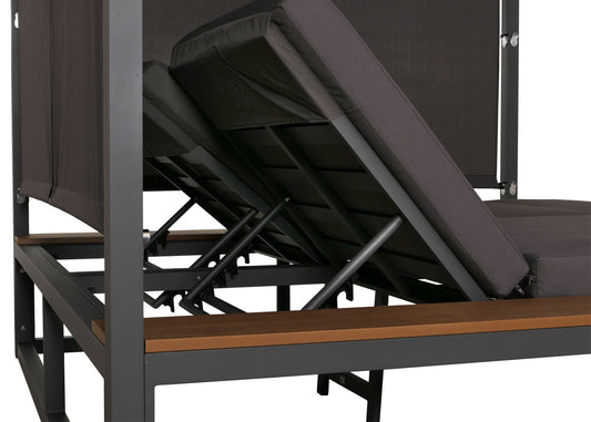 Cosmo Casa - XL Tuinligstoel - Bali Stijl - 10cm Bekleding - Aluminium - Donkergrijze Bekleding