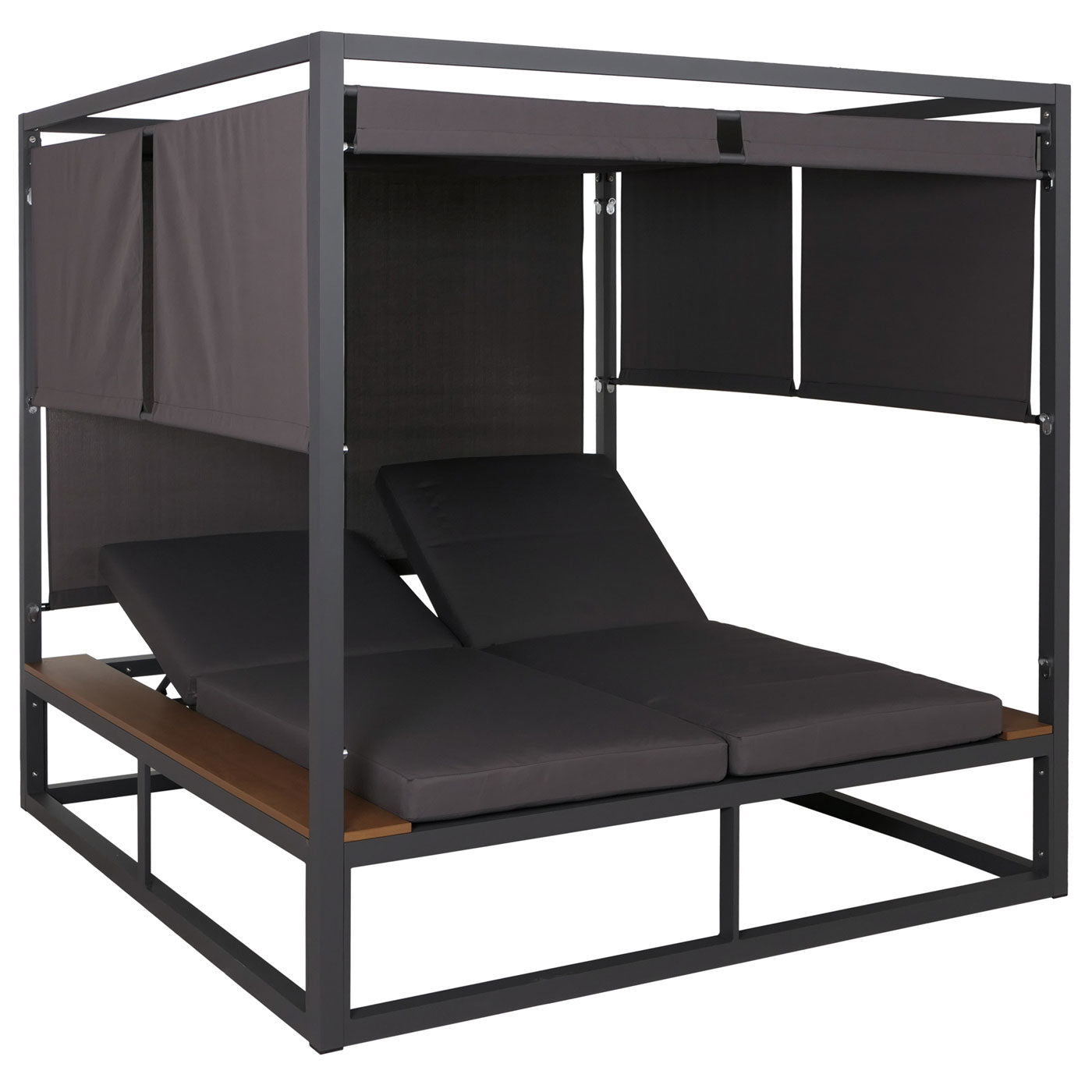 Cosmo Casa - XL Tuinligstoel - Bali Stijl - 10cm Bekleding - Aluminium - Donkergrijze Bekleding