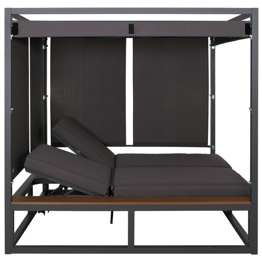 Cosmo Casa - XL Tuinligstoel - Bali Stijl - 10cm Bekleding - Aluminium - Donkergrijze Bekleding