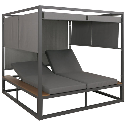 Cosmo Casa - XL Tuinligstoel - Bali Stijl - 10cm Bekleding - Aluminium - Grijze Bekleding