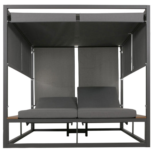 Cosmo Casa - XL Tuinligstoel - Bali Stijl - 10cm Bekleding - Aluminium - Grijze Bekleding